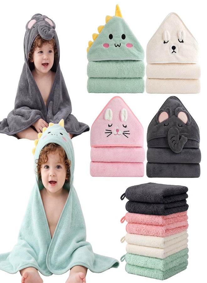 SEVDO 12-Piece Baby Towels Set - 4 Hooded Bath Towels + 8 Washcloths - Image 1