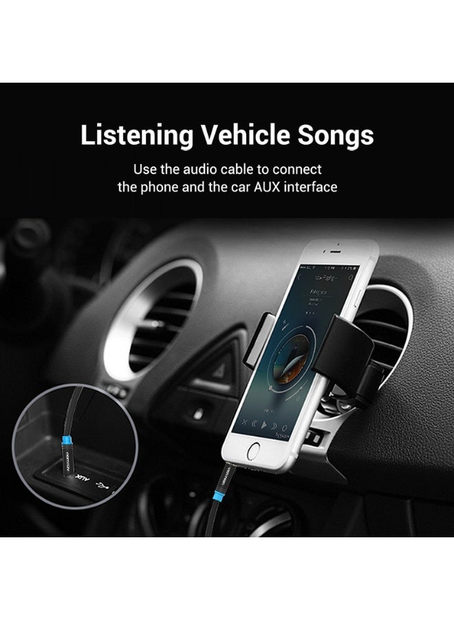 VENTION Cotton Braided 3.5mm Male to Male Audio Cable   Black Metal Type Model - Image 3