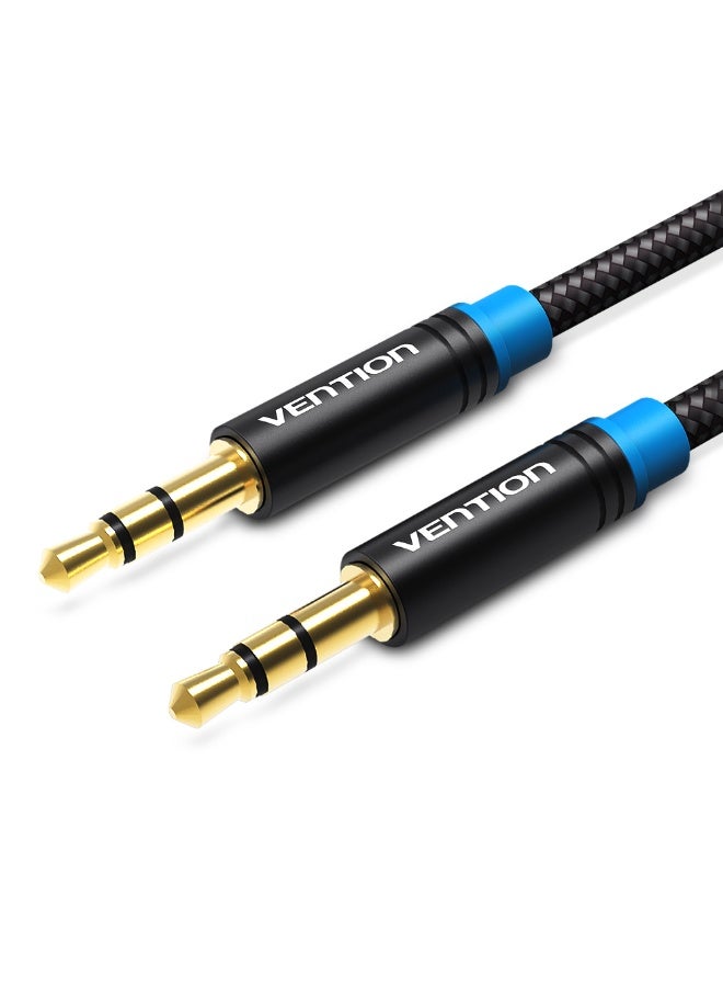VENTION Cotton Braided 3.5mm Male to Male Audio Cable   Black Metal Type Model - Image 1