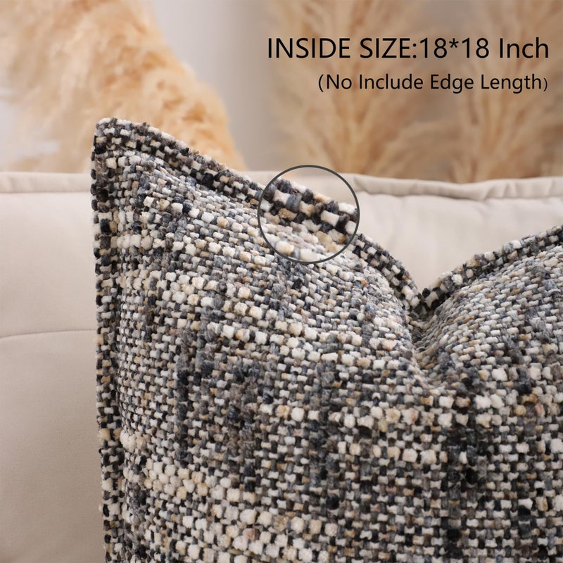 LUOYEHK Boho Throw Pillow Covers 18x18 Set of 2 Farmhouse Pillow Covers Broadside Decorative Textured Throw Pillows for Couch Sofa Bed Living Room,Black - Image 3