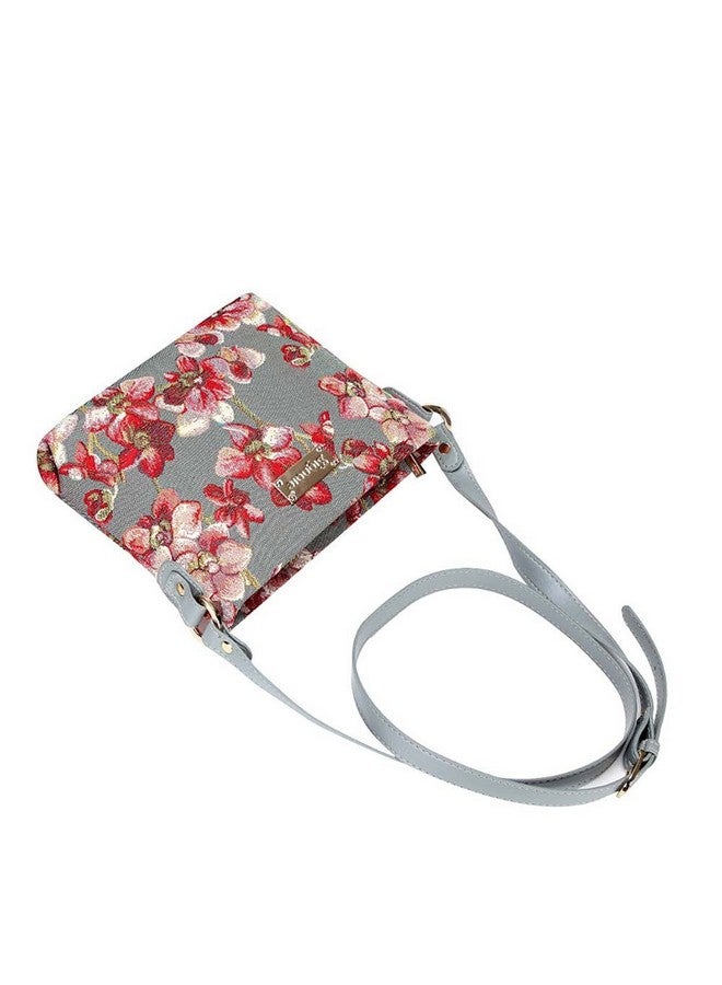 Tapestry Crossbody Bag Shoulder Purse For Women In Orchid Grey And Red Design (Xb02Orc)