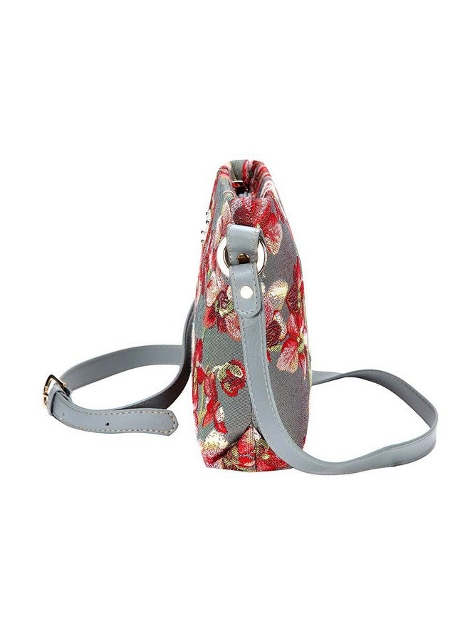 Tapestry Crossbody Bag Shoulder Purse For Women In Orchid Grey And Red Design (Xb02Orc)