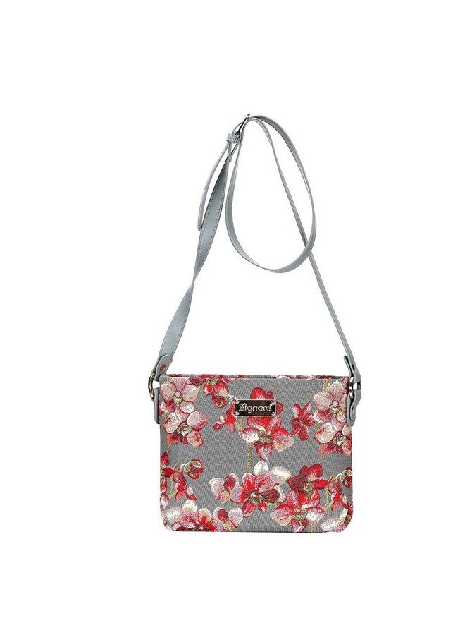 Tapestry Crossbody Bag Shoulder Purse For Women In Orchid Grey And Red Design (Xb02Orc)