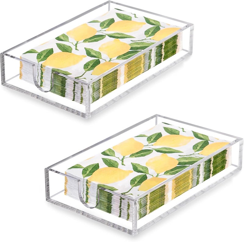 bryantye Napkin Holder, 2 Pack Acrylic Napkin Holder for bathroom, Clear Guest Towel Holder Tray for Bathroom, Flat Acrylic Tray for Kitchen Restaurant, Towel Holder for Paper Hand Towel & Bathroom Accessories - Image 1