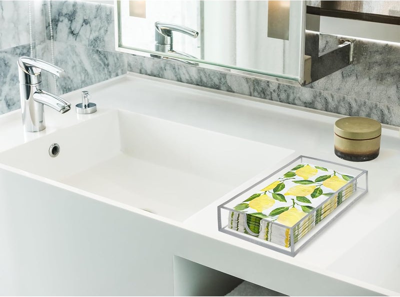 bryantye Napkin Holder, 2 Pack Acrylic Napkin Holder for bathroom, Clear Guest Towel Holder Tray for Bathroom, Flat Acrylic Tray for Kitchen Restaurant, Towel Holder for Paper Hand Towel & Bathroom Accessories - Image 2