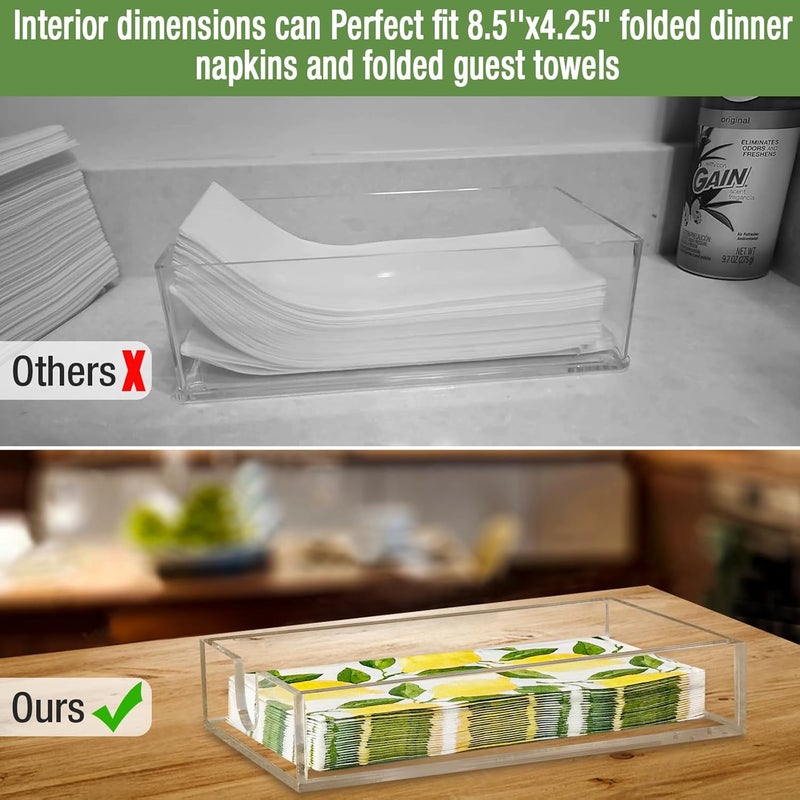bryantye Napkin Holder, 2 Pack Acrylic Napkin Holder for bathroom, Clear Guest Towel Holder Tray for Bathroom, Flat Acrylic Tray for Kitchen Restaurant, Towel Holder for Paper Hand Towel & Bathroom Accessories - Image 5