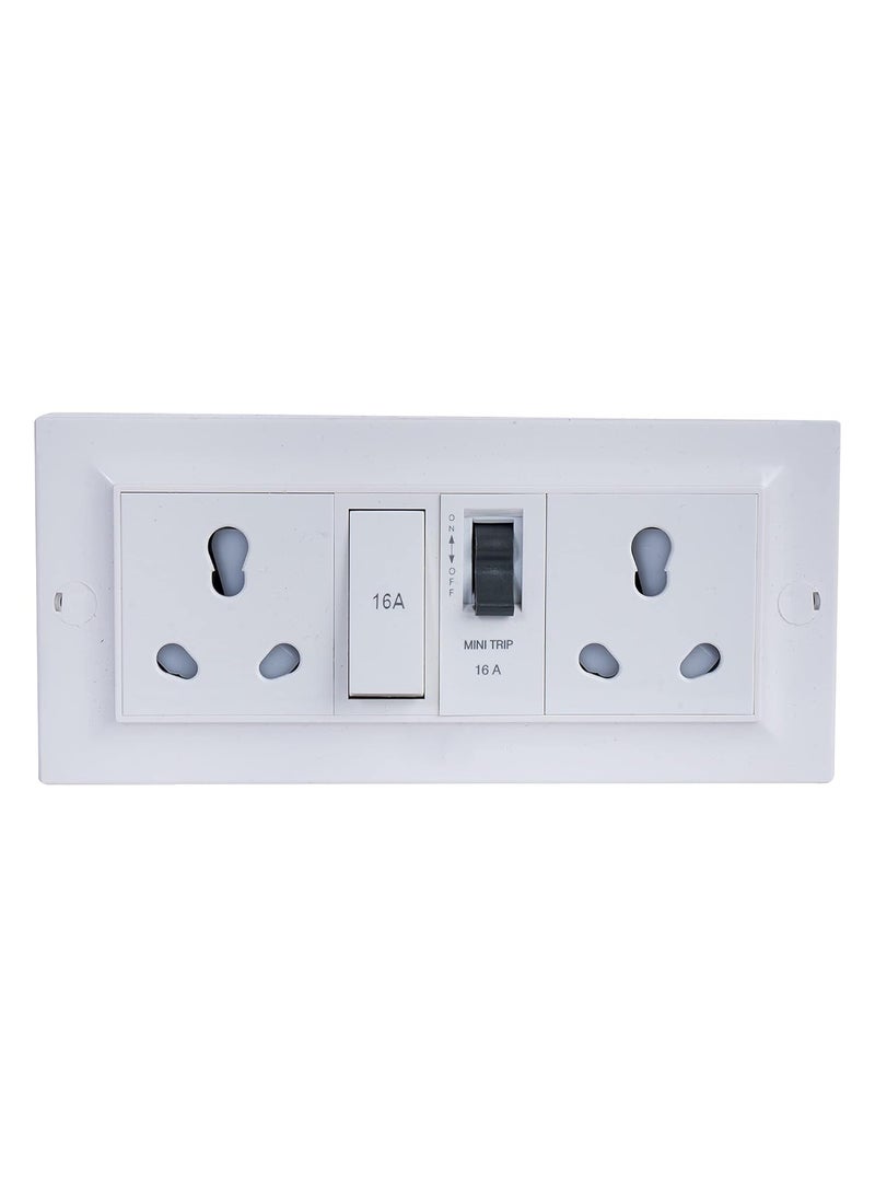 HACKENSACK Hackensack Extension Board Two 1616A Socket 16A 15A Master Switch and 16A MCB Polycarbonate Long 15 SQMM x 3 Core Heavy Duty 5 Meter Wire Cable with 15 Amp 3 Pin Plug White  - Image 2