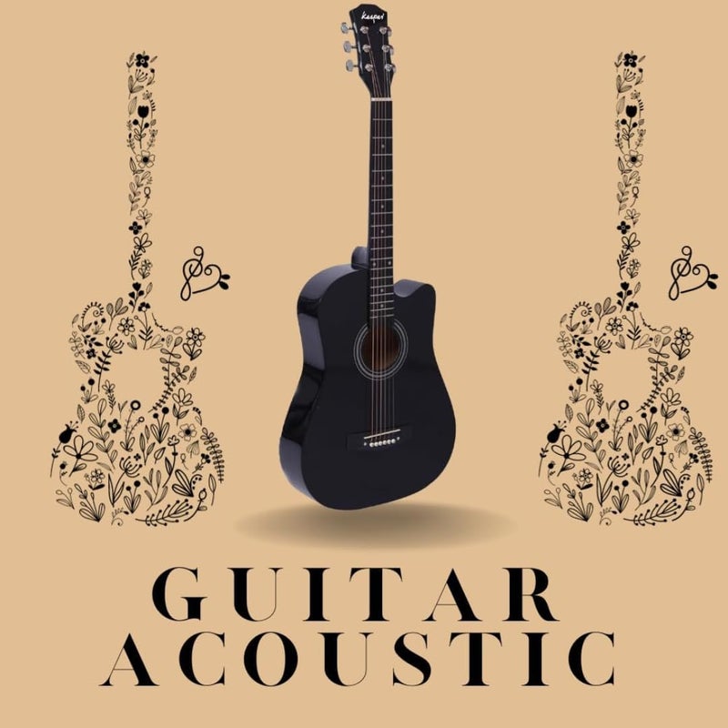 MegArya 38" Black Acoustic Guitar Starter Kit - Image 4