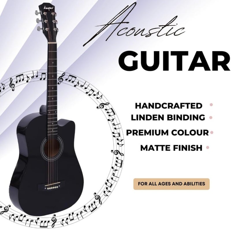 MegArya 38" Black Acoustic Guitar Starter Kit - Image 2