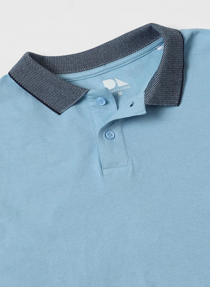 دينيس لينغو Light Blue Half-Sleeves T-Shirt for Men, Slim Fit