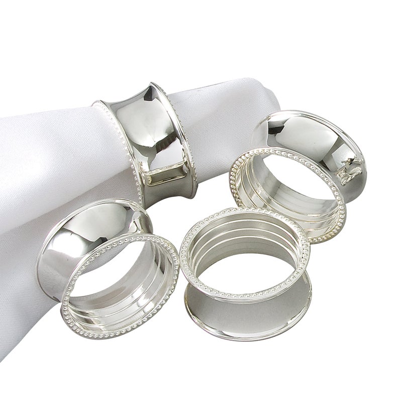 Elegance Beaded Napkin Rings, SP, Set of 4