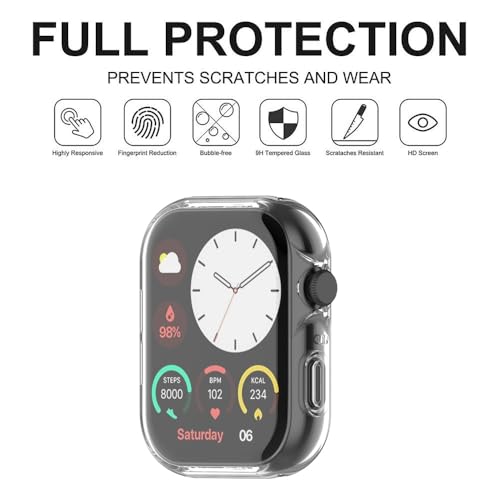 Wisely Protective Case Cover Compatible with Noise Colorfit Vision 3 SmartWatch Full Screen Protector Soft Case HD Clear, Transparent - Image 3