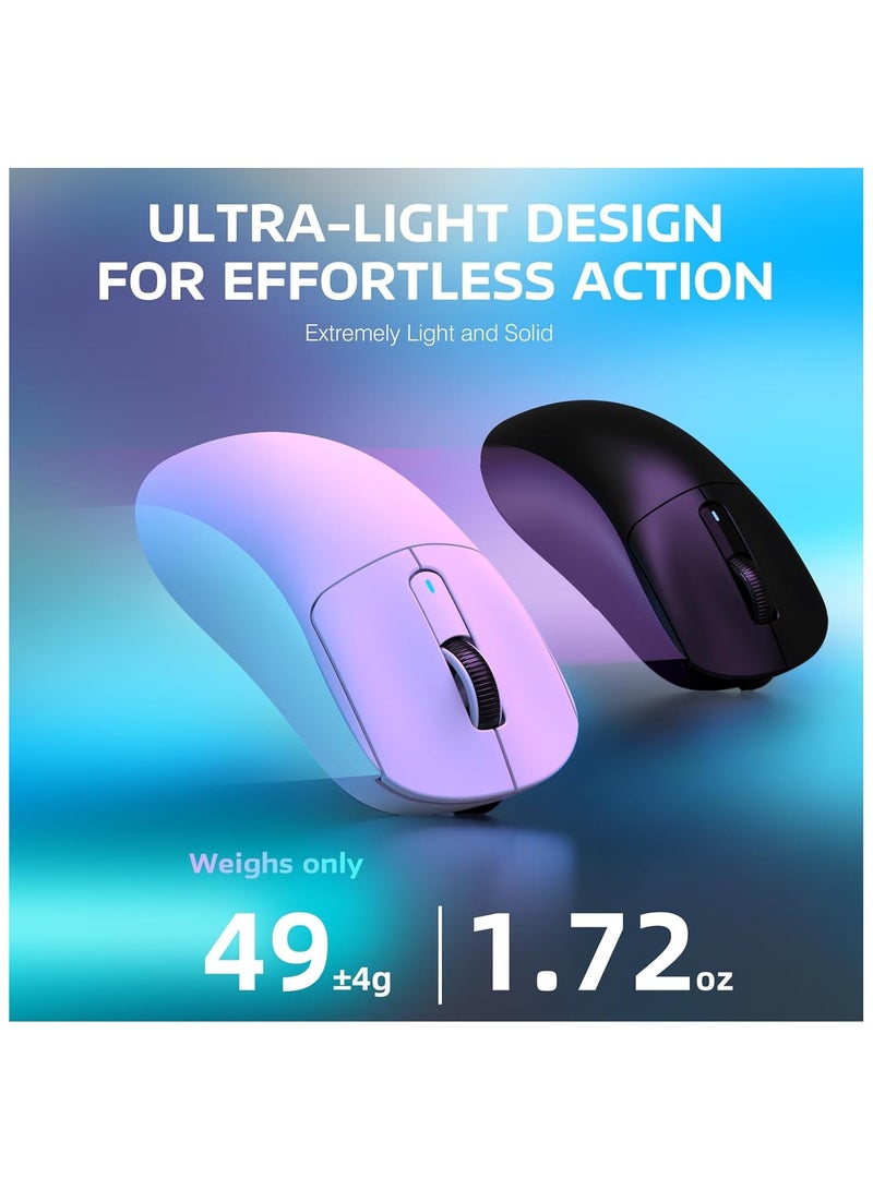 ATTACK SHARK X3 49g Ultralight Mouse, PixArt PAW3395 Gaming Sensor, BT/2.4G Wireless/Wired Gaming Mouse, 26000 DPI, 200 Hours Battery, Office Mice for Win11/Xbox/PS/Mac (White)