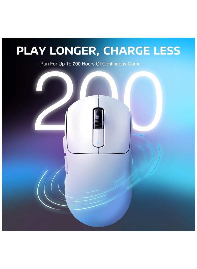 ATTACK SHARK X3 49g Ultralight Mouse, PixArt PAW3395 Gaming Sensor, BT/2.4G Wireless/Wired Gaming Mouse, 26000 DPI, 200 Hours Battery, Office Mice for Win11/Xbox/PS/Mac (White)