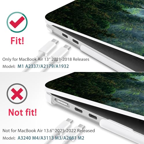 May Chen Compatible with New MacBook Air 13 inch Case 2021, 2020 2019 2018 Release Model: M1 A2337 A2179 A1932, Plastic Matte Hard Shell Case Cover for Mabook Air 13 inch with Retina Dispaly, Forest - Image 3