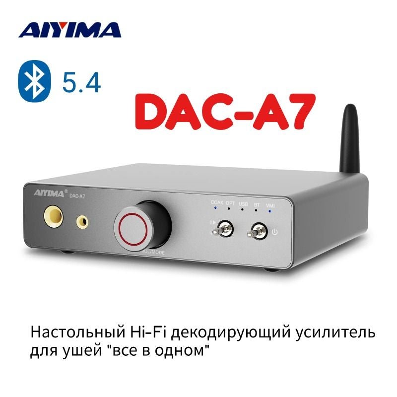 Aiyima Dac-a7 HiFi Headphone Amplifier Es9038q2m USB Audio Decoder Bluetooth 5.4 Preamp 3.5/6.35mm - Image 1