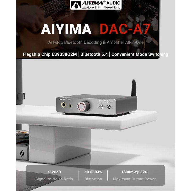 Aiyima Dac-a7 HiFi Headphone Amplifier Es9038q2m USB Audio Decoder Bluetooth 5.4 Preamp 3.5/6.35mm - Image 2