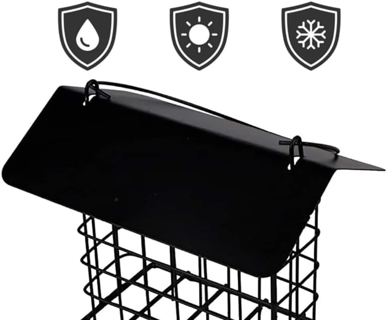 Mcage Durable Roof Top Bird Parrot Suet Reusable Feeder for Outside Garden Yard Patio Hanging Metal Suet Cake Holder Squirrel Proof Weatherproof for Wild Hummingbird Woodpecker Single Suet Cage - Image 5