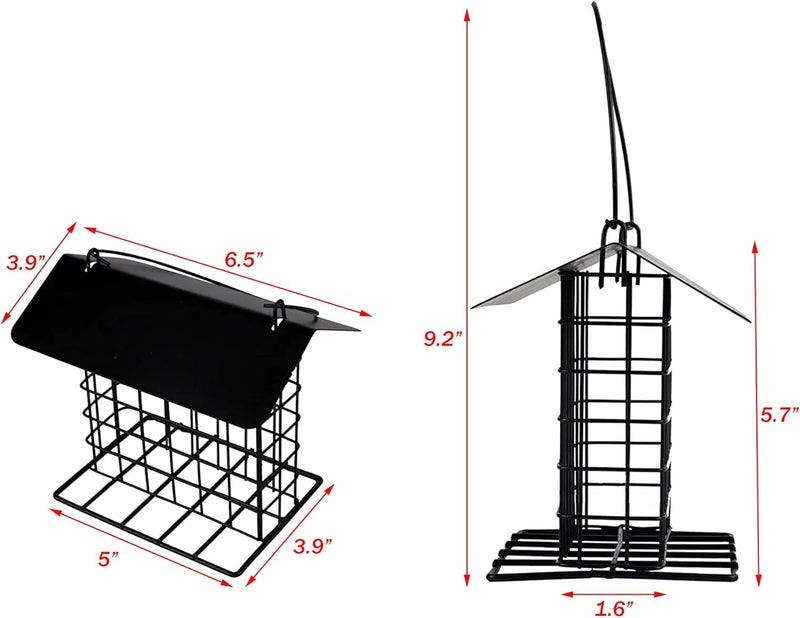 Mcage Durable Roof Top Bird Parrot Suet Reusable Feeder for Outside Garden Yard Patio Hanging Metal Suet Cake Holder Squirrel Proof Weatherproof for Wild Hummingbird Woodpecker Single Suet Cage - Image 4