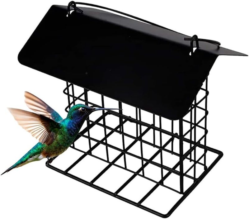 Mcage Durable Roof Top Bird Parrot Suet Reusable Feeder for Outside Garden Yard Patio Hanging Metal Suet Cake Holder Squirrel Proof Weatherproof for Wild Hummingbird Woodpecker Single Suet Cage - Image 1