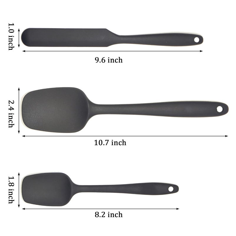 Casa Azul Silicone Spatula Set6 Heat Resistant Up to 250C BPAFree FoodGrade Material NonStick Cookware Safe Easy to Clean Washable Multipurpose Cooking Baking Utensils Black - Image 3