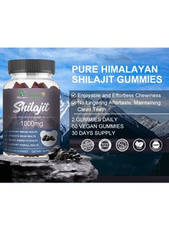 Wins Town 60 Count 1000mg Shilajit Gummies，Organic Shilajit Gummies with 85+ Trace Minerals, Fulvic Acid, Shilajit Resin for Men and Women, Energy, Brain, Immune Support  - Image 2