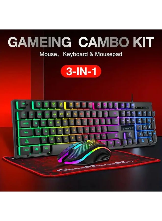 T31 Three Piece Set Gaming Keyboard And Mouse With 3 In 1 Mouse Pad Ergonomic Optical Sensor - Image 2