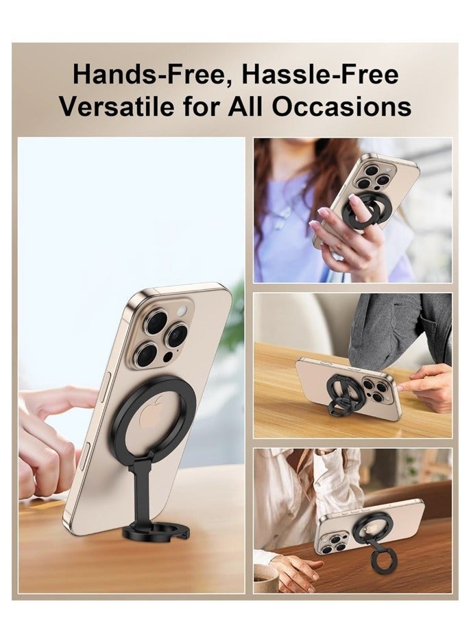 MagSafe Phone Grip Holder Dual-Sided Magnetic Finger Ring Adjustable Kickstand Loop for iPhone 16 Pro Max/15 Plus/14 Pro/13 Mini/12, Samsung - Image 3