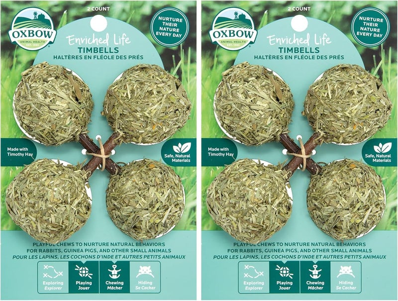 Oxbow Enriched Life Timbells, Rabbit Toys, Guinea Pig Toys, Enrichment for Bunny, Guinea Pig, Hamster, Rabbit, Chinchilla, Timothy Hay, Chinchilla Cage Accessories, Small Pet Accessories for Cage - Image 1