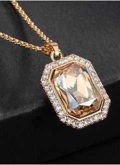 EVEVIC Austrian Crystal Halo Octagon Pendant Necklaces for Women Fashion 14K Gold Plated Dainty  Hypoallergenic Jewelry  - Image 2