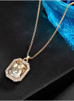 EVEVIC Austrian Crystal Halo Octagon Pendant Necklaces for Women Fashion 14K Gold Plated Dainty  Hypoallergenic Jewelry  - Image 4