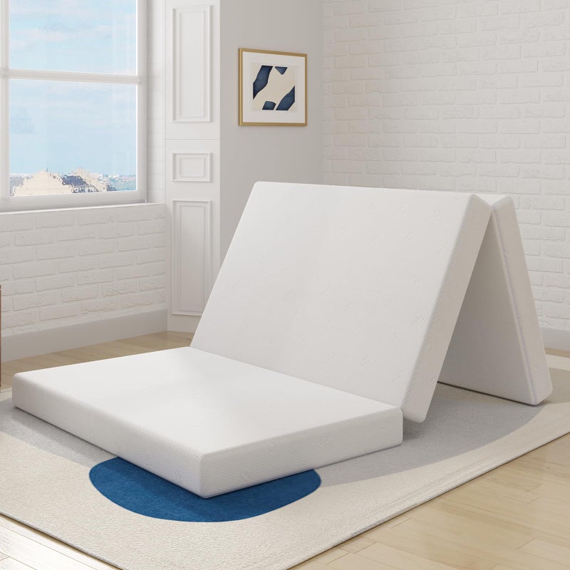 Avenco Folding Mattress, 4 Inch Trifold Mattress, Queen Size Folding Mattress for Indoor, RV/Camper Van, Travel, Camping, Guest Room-Breathable Cover & Non-Slip Bottom - Image 1