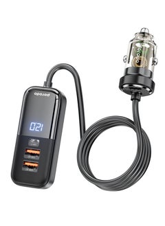 120W Transparent Multi Port Car Charger - Black