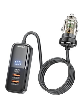 120W Transparent Multi Port Car Charger - Black