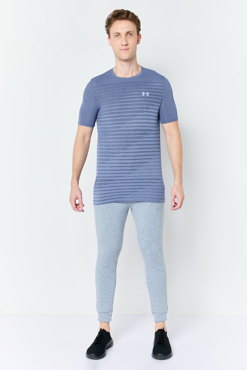 UNDER ARMOUR Men Fitted Short Sleeve Training T-Shirt, Ash Blue - Image 3