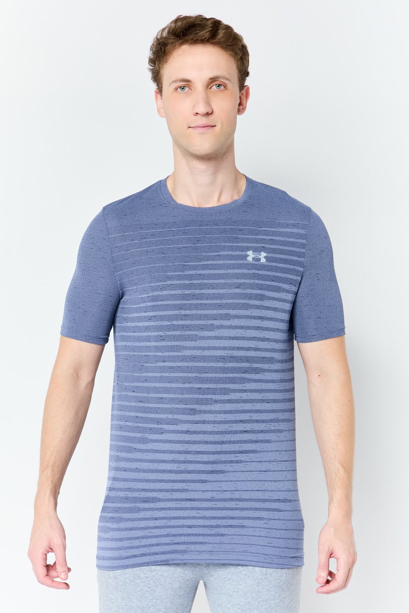 UNDER ARMOUR Men Fitted Short Sleeve Training T-Shirt, Ash Blue - Image 1