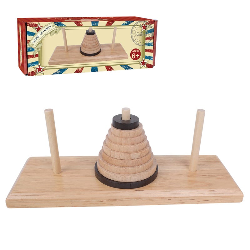 Gothink Wooden NineStorey Tower of Hanoi Logic Puzzle Brain Teaser Intellectual Toy for Kids and Adults - Image 4