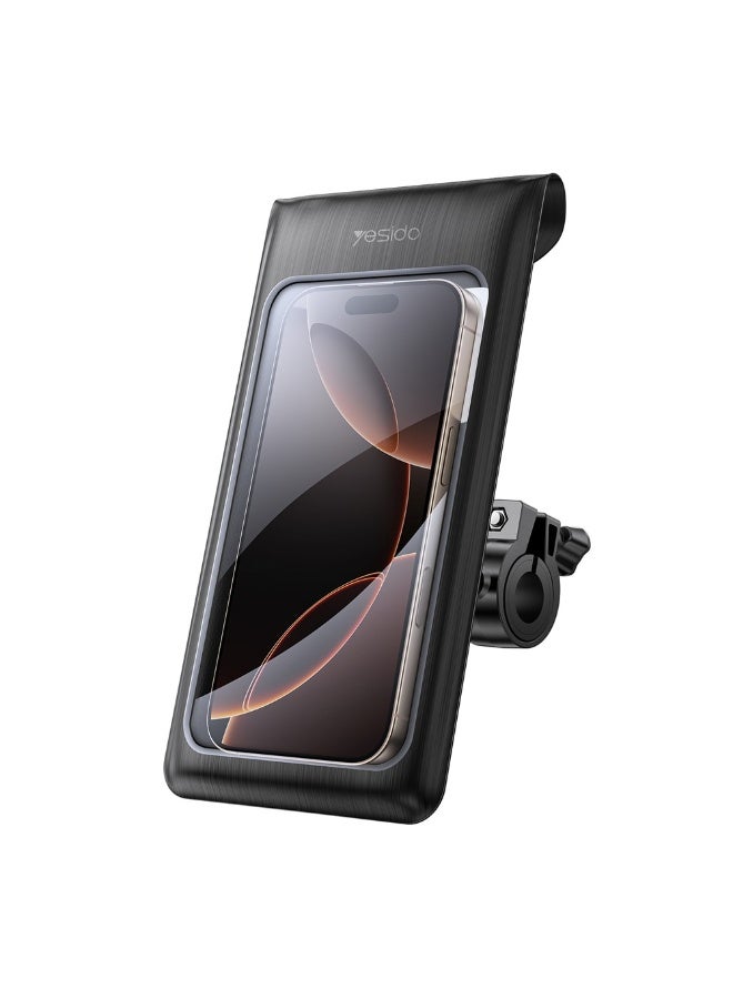 Yesido C333 Waterproof Bike Phone Holder - 360° Rotation Motorcycle Handlebar Mount Pouch for 4.7-7.3" Smartphones - Black - Image 1