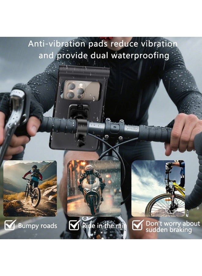 Yesido C333 Waterproof Bike Phone Holder - 360° Rotation Motorcycle Handlebar Mount Pouch for 4.7-7.3" Smartphones - Black - Image 5