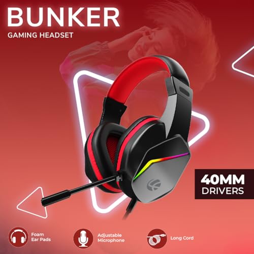 LAPCARE Bunker Gaming Over Ear Headset with RGB Back Lights|40Mm Drivers|3.5Mm+USB Jack|Adujustable Microphone|Light Design&Comfortable|Super Anti Violence&Break|Braided PVC Line(Lhp-210),Black - Image 2