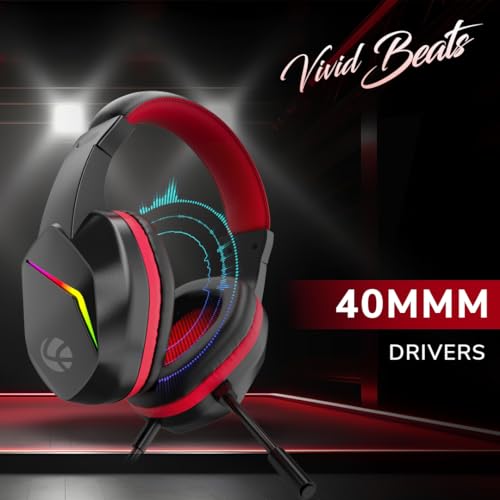 LAPCARE Bunker Gaming Over Ear Headset with RGB Back Lights|40Mm Drivers|3.5Mm+USB Jack|Adujustable Microphone|Light Design&Comfortable|Super Anti Violence&Break|Braided PVC Line(Lhp-210),Black - Image 5