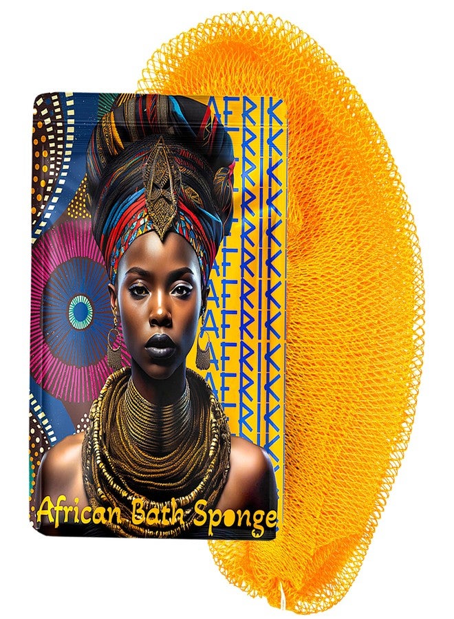 AFRIKI African Net Sponge – Exfoliating Body Scrubber, Black Owned & Rooted in Africa, All Skin Types | 45 in Long (Honey Yellow) - Image 1