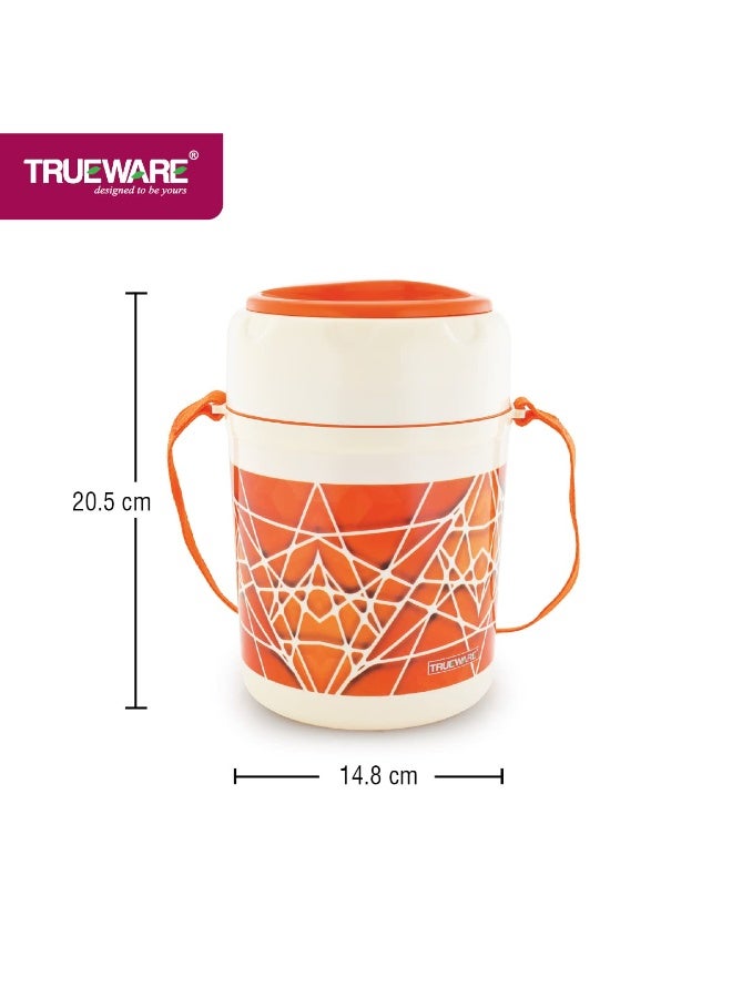 Trueware Trendy 3 Lunch Box with 3 Stainless Steel Container,300ml X3 Orange | PU Insulated | Lunch Box | Tiffin | Hot Lunch Box | Leak Proof - Image 2