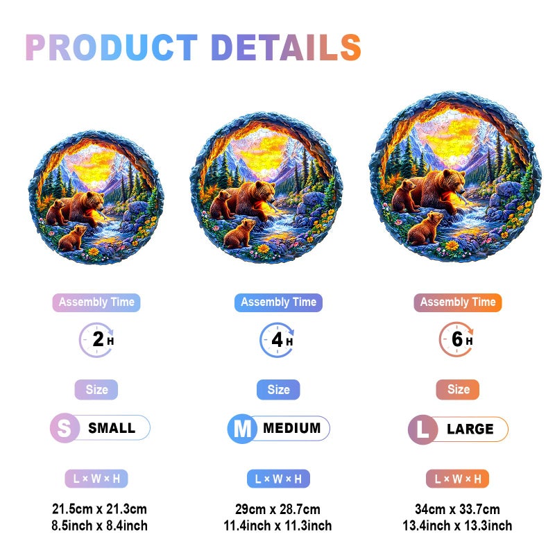 DOCRAGI Wooden Puzzles for Adults - Bear Family Wooden Jigsaw Puzzle - Unique Animal Shaped Wood Puzzles Adult - Christmas Birthday Gifts for Adults/Friends/Family - 100pcs 8.5 * 8.4in - Image 2