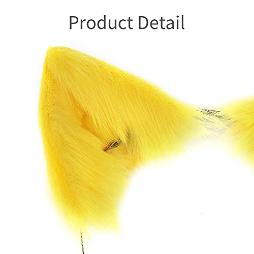 SMILETERNITY Handmade Fox Wolf Cat Ears Headwear Costume Accessories for Halloween Christmas Party (Yellow) - Image 2