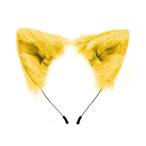 SMILETERNITY Handmade Fox Wolf Cat Ears Headwear Costume Accessories for Halloween Christmas Party (Yellow) - Image 1