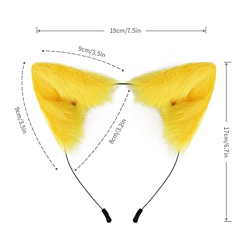 SMILETERNITY Handmade Fox Wolf Cat Ears Headwear Costume Accessories for Halloween Christmas Party (Yellow) - Image 4