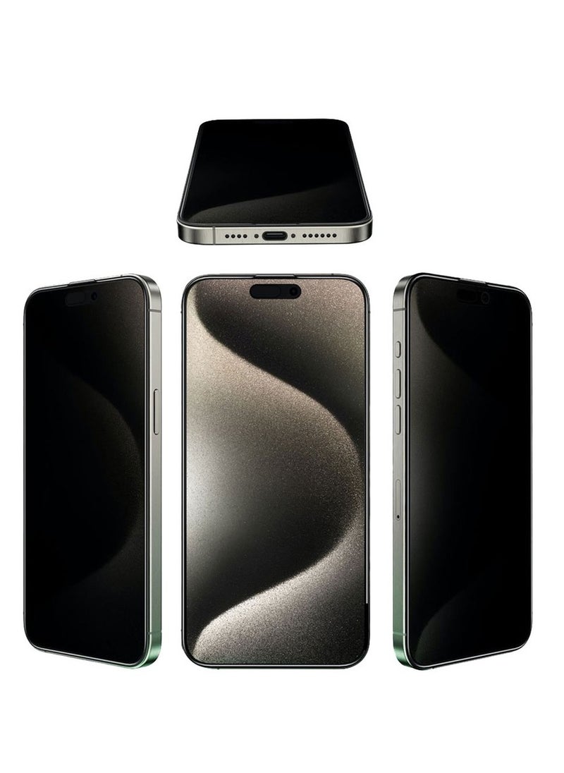 GREEN LION Anthony 360° Privacy Screen Protector for iPhone 14 / 4-Way Anti-Peeping Glass / Smudge-Free Screen / Anti Fingerprint / Anti-Scratch / Grease Resistance / 9H Tempered Glass / 3D Arc Edge - Black  - Image 3