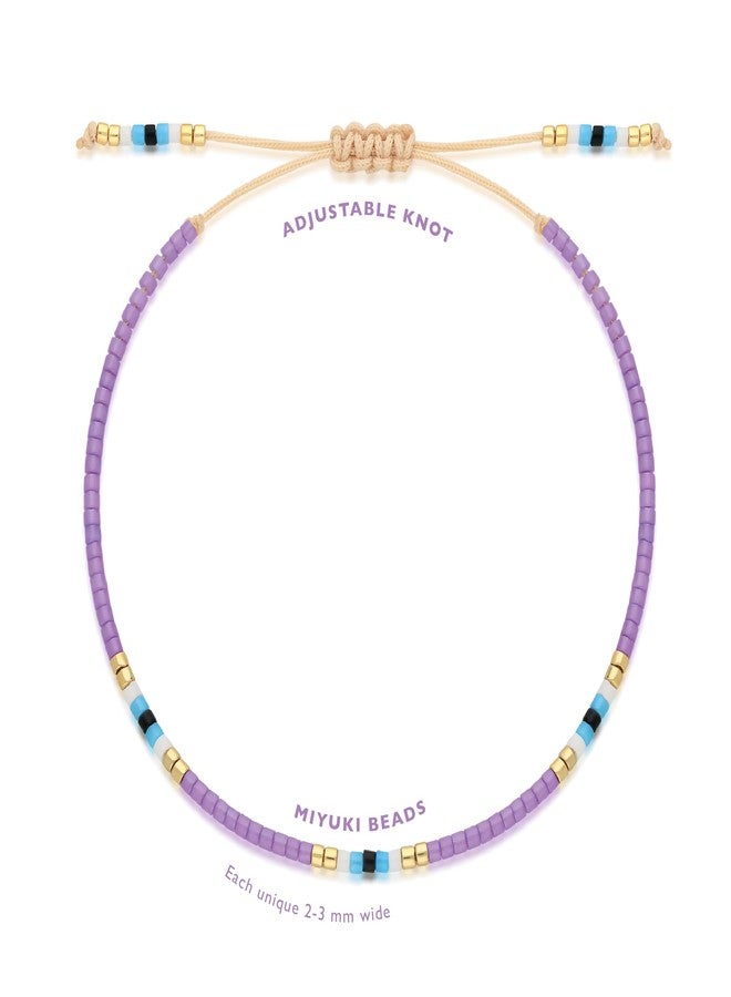 NAZ COLLECTION - Miyuki Seed Bead Evil Eye Bracelets, Beaded Bracelets for Women, String Evil Eye Jewelry, Adjustable Protection Bracelet, Gifts for Women, Luck Amulet for Women, Men, Family & Friends (Violet) - Image 2