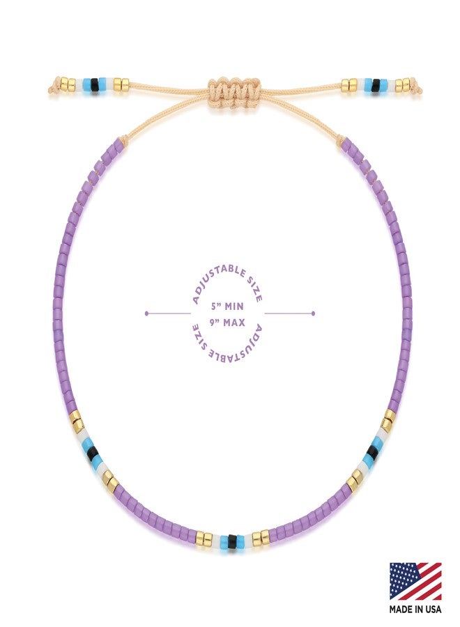 NAZ COLLECTION - Miyuki Seed Bead Evil Eye Bracelets, Beaded Bracelets for Women, String Evil Eye Jewelry, Adjustable Protection Bracelet, Gifts for Women, Luck Amulet for Women, Men, Family & Friends (Violet) - Image 3